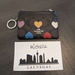 Coach Mini Skinny ID Case - Signature Canvas Heart Print